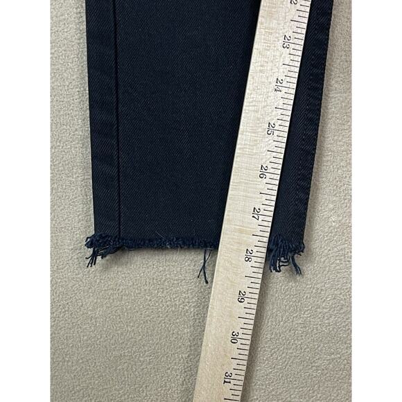 RE/DONE Originals Jeans Womens 26 Black High Rise Ankle Crop Raw Hem Button Fly - Picture 7 of 14